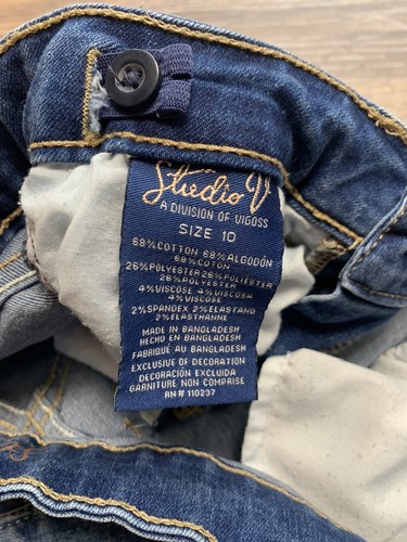 Studio V Girls Jeans Size 10 Adjustable Waist Zip Fly Blue Medium Wash - Picture 4 of 11