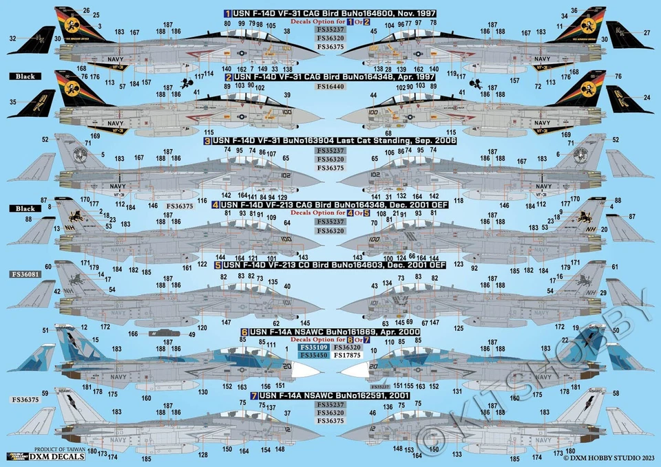 DXM decal 1/48 USN F-14 Tomcat Collection 3 (VF-31 / VF-213 / NSAWC) - Image 2 of 4