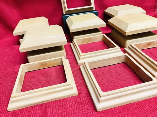 5- Composite Deck Post Cap & Base Sleeves 4 3/8” square slot opening-Light Brown - Picture 2 of 6