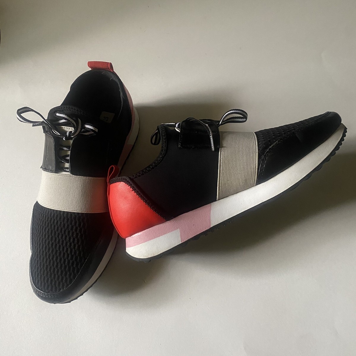 Steve Madden Antics color block slip on sneakers shoes black pink