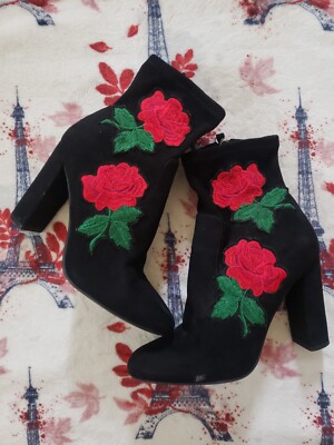 ?Steve Madden Floral Embroidered Boots? Steve Madden Black Floral Boots for Women for sale | eBay main image 3