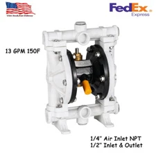Air-Operated Double Diaphragm Pump 1/2" Inlet&Outlet 13 GPM 100PSI Polypropylene