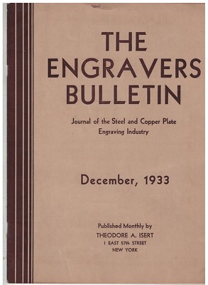 Dec 1933 The Engravers Bulletin Journal of Steel & Copperplate Engraving