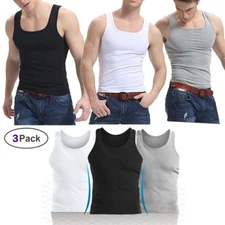 New Lot 3-6 Packs Mens 100%Cotton Tank Top A-Shirt Wife Beater Undershirt Ribbed