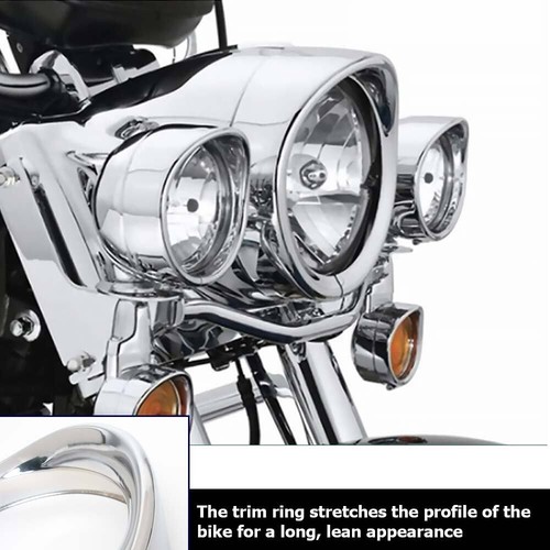 Faro cromado de 7" + bisel de visera de anillo antiniebla de 4,5" apto para Harley Road King - Imagen 6 de 24