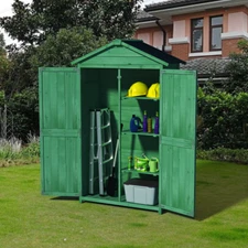 Outdoor Wood Storage Shed, Garden Tool Cabinet with Waterproof Asphalt Roof