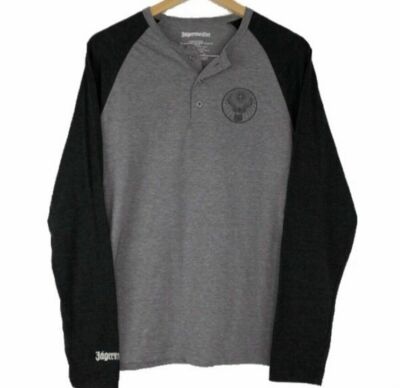 Jägermeister USA Langarm T-shirt Baseball Pullover grau-schwarz Polo Shirt