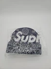 Bonnet tricoté Supreme Big Logo   Bandana bleu marine FW24 Paisley NEUF boîte Travis Scott 