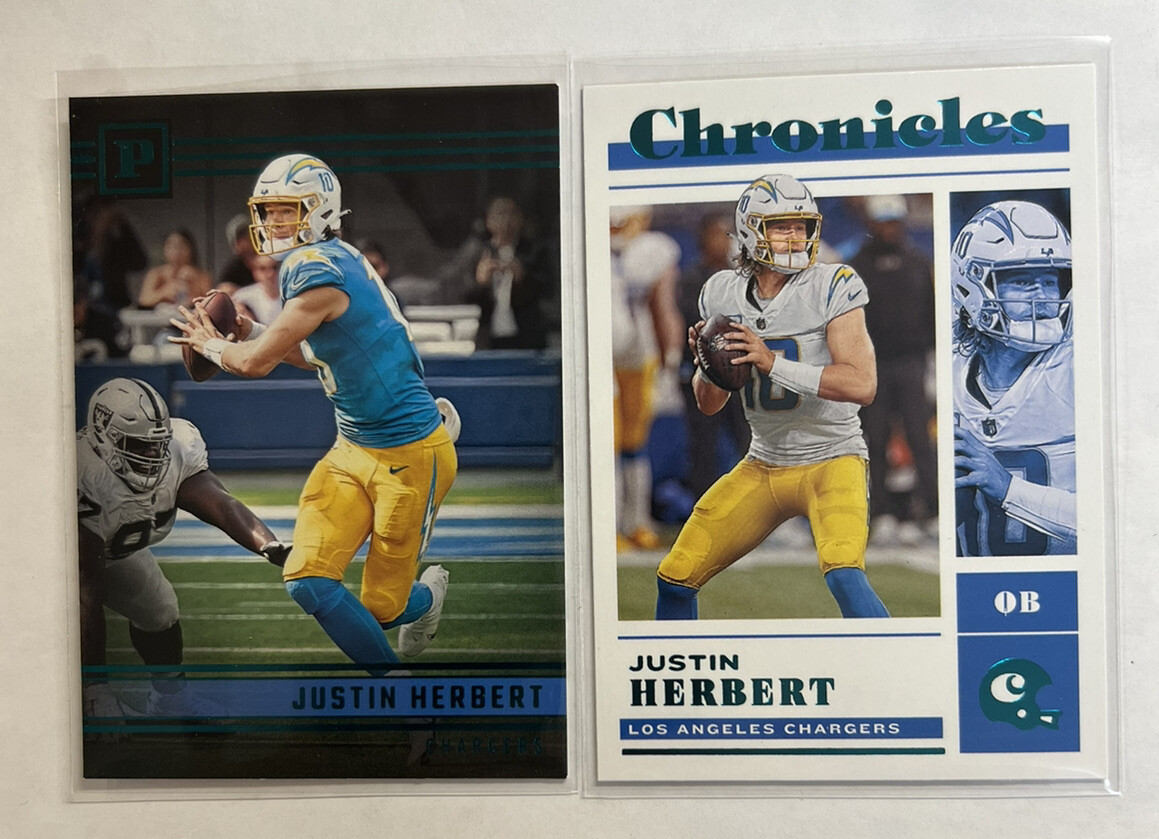 2022 Chronicles Justin Herbert (2 Card Lot) Chronicles Teal & Panini Teal