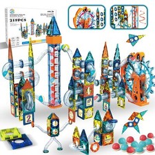 Glowing Marble Run Construction Set with 15 Glow in The Dark Glass Marbles, S...