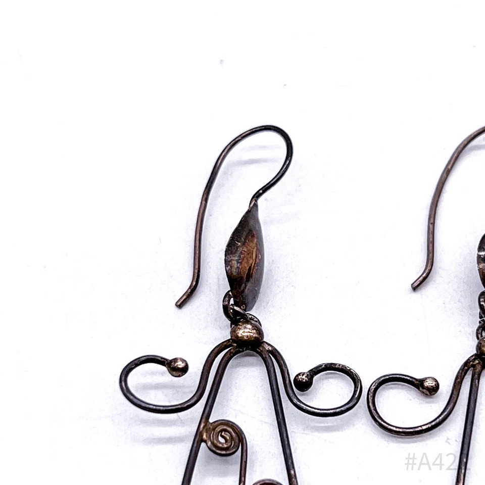 Paar Art Déco Ohrringe Ohrhänger Ohrringe Hängeohrring, versilbert - Bild 4 von 4