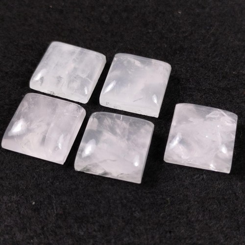5 Pcs Gorgeous Natural Rose Quartz Square Cabochon - Healing Crystal Gemstone - Picture 3 of 7