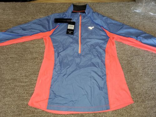 Mizuno Running Womens Static Breath Thermo Softshell Jacket, Blue Orange, Large - Picture 1 of 9