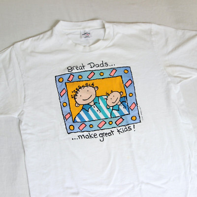VTG 90s Painted Lady T Shirt GREAT DADS MAKE KIDS Single Stitch Sleeve USA Tee L