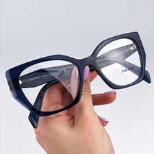 Prada Women Eyeglasses Dark Blue Crystal Demo Cat Eye PR18WV 08Q1O1 NEW