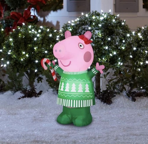 Gemmy 3.2 FT LED Peppa Pig In Green Dress Christmas Inflatable Yard Decor Hasbro - Picture 2 of 6