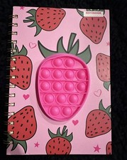 New Adorable Strawberry Fidget Bubble Pop Notebook Girls Pink