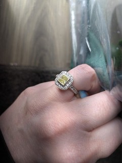 14K White Gold Designer Engagement Ring .72ct Natural Canary Princess Cut