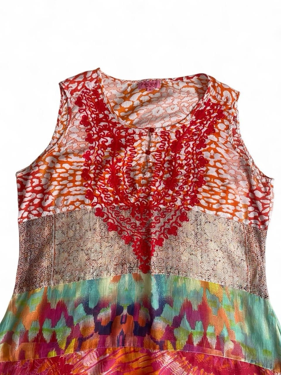 Ruby Yaya Embroidered Patchwork Boho Tunic Top - … - image 5