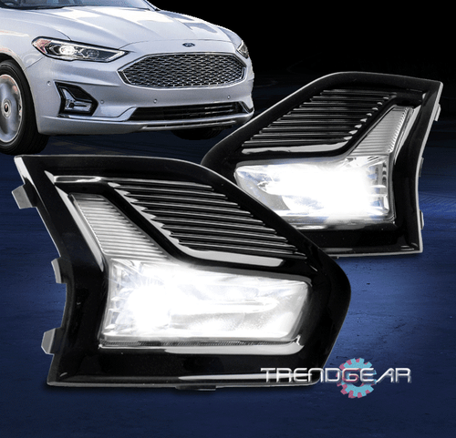 Luces antiniebla proyector LED para parachoques Ford Fusion 2019-2020 cromadas con biseles + interruptor - Imagen 1 de 10