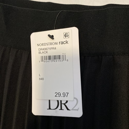 DR2 Skirt Womens Size M Black Pleated Elastic Stretch Waist Pull On Split Skirt - Picture 5 of 13