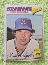 1977 Topps Jerry Augustine Baseball All-Star Rookie Card (RC) #577 Brewers NMT . rookie card picture