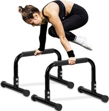 Push Up Bar, 14'' High Steel Parallettes  Dip Bar with Full Coverage Foam Ha...
