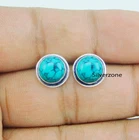 Turquoise Gemstone 925 sterling silver handmade jewelry Stud Earrings