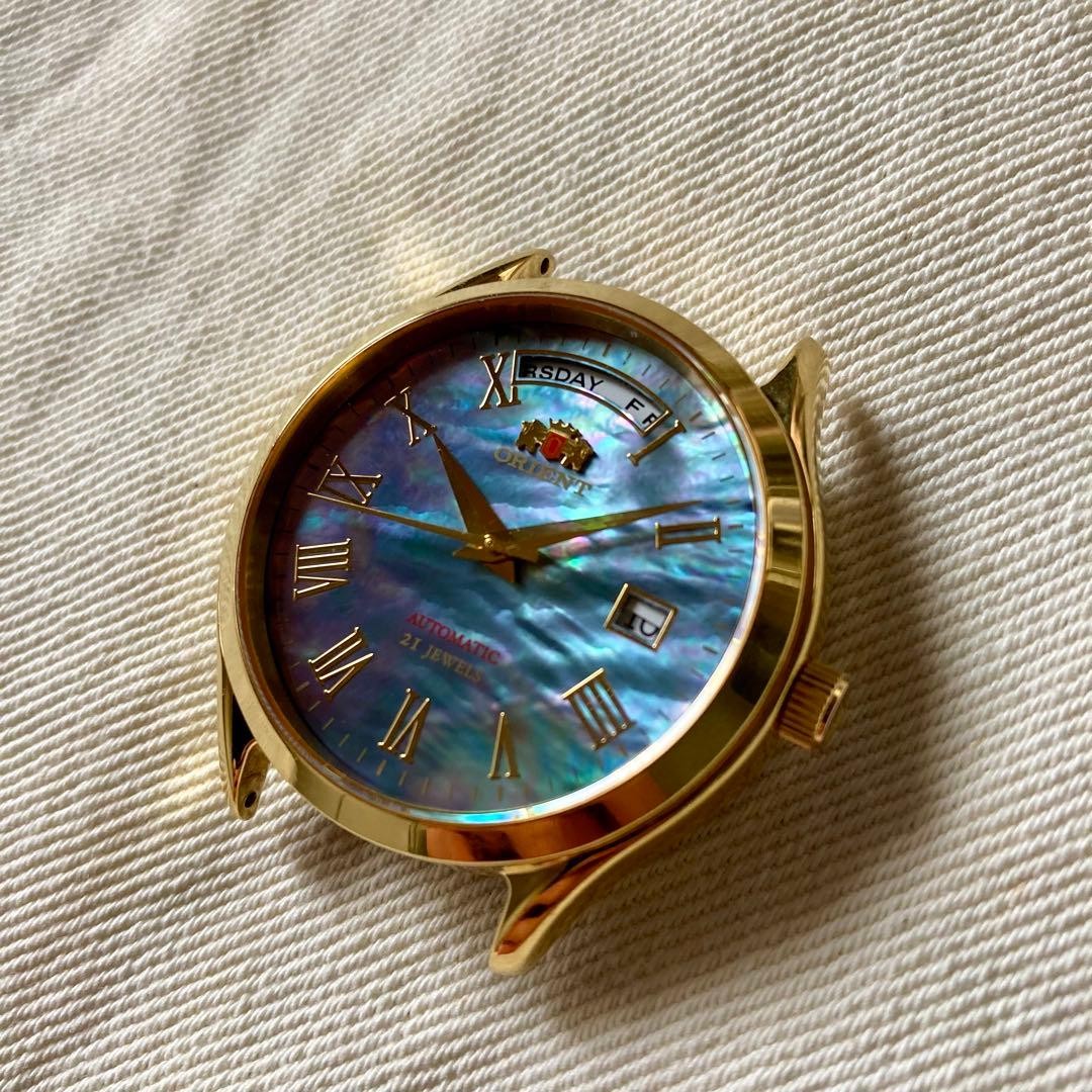 Orient Day Date Shell Dial Automatic Watch 21J Go… - image 3