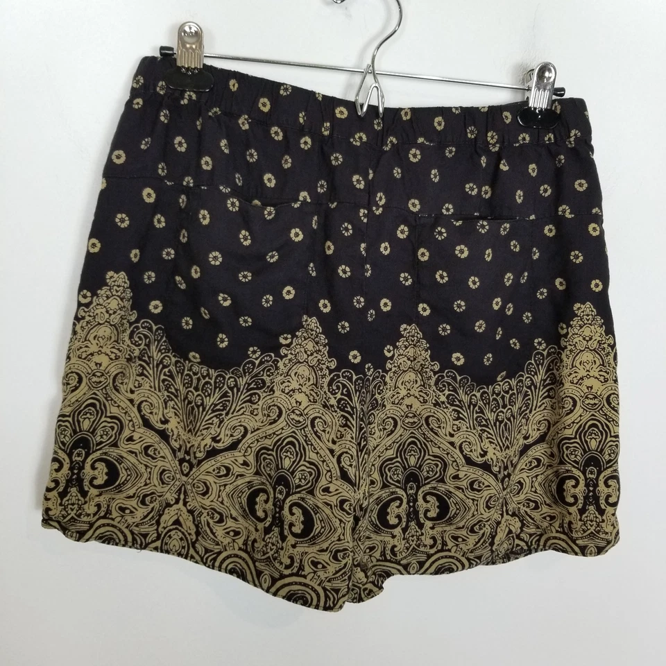Pantalones Cortos Anthropologie Hei Hei Mujer Luna Paisley Corbata Frontal Talla S Boho Negro Marrón Foto 4 de 4