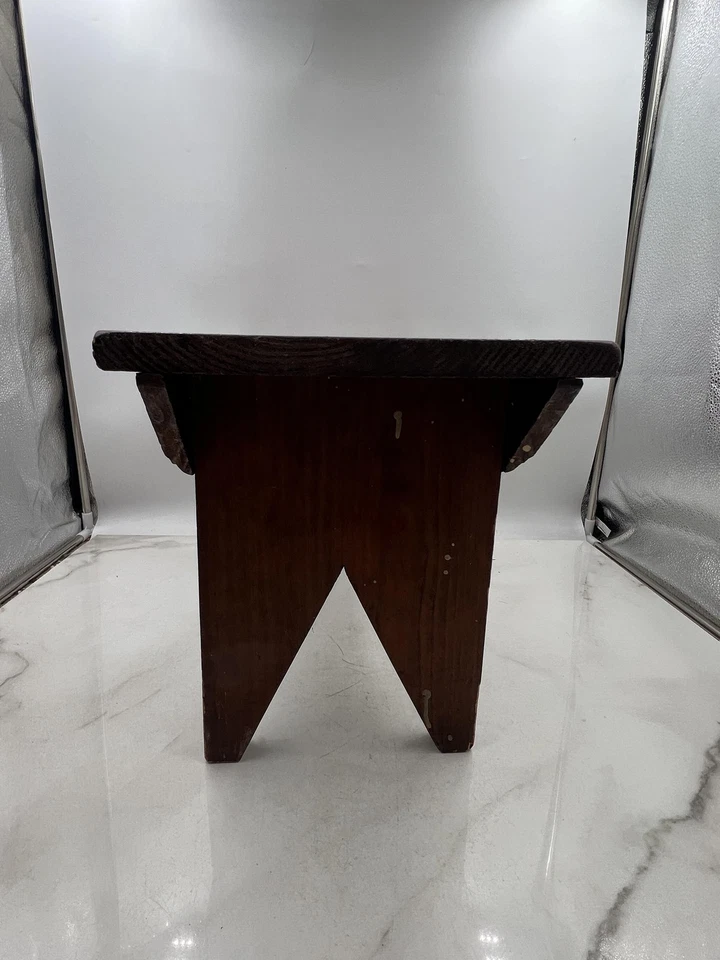 Rustic Solid Wood Bench Stool Primitive Farmhouse Decor Small Footstool Entryway - Image 2 of 4