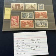 France 1929-1937 Lot 8 timbres Monuments Expos n° Yv. 258 à 334 * cote 284€