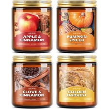 Fall Candles Set - 4 Pack Candles for Home Scented, 28 oz Natural Soy Wax 200...