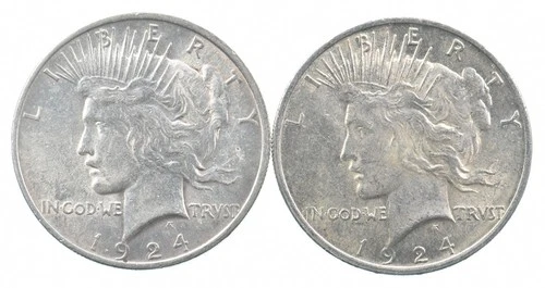 1924 & 1924 & Peace Silver Dollar $1 Bullion Collection Lot *875