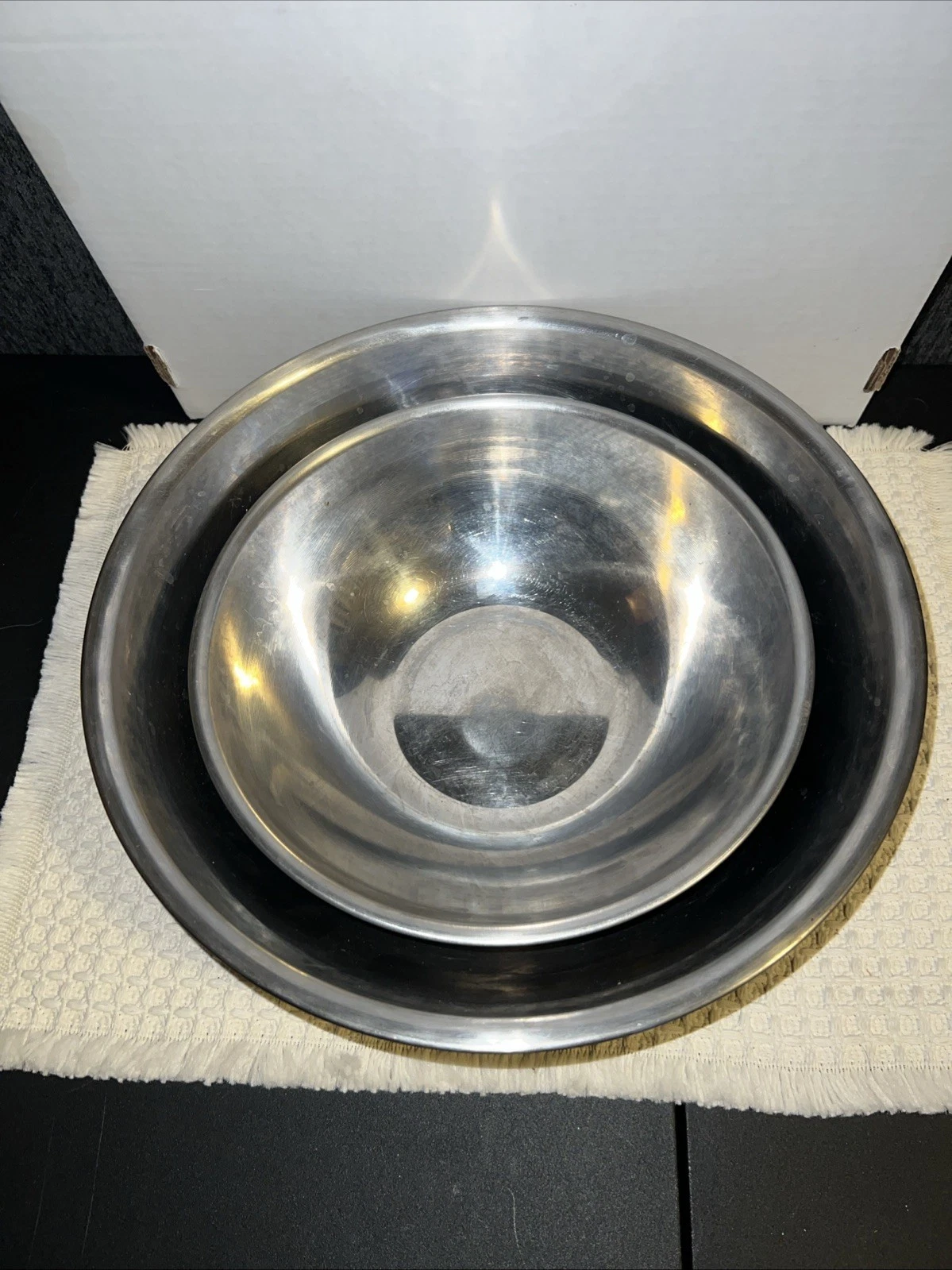 Vintage Metro Stainless Steel Nesting Mixing Bowls Korea Set of 2