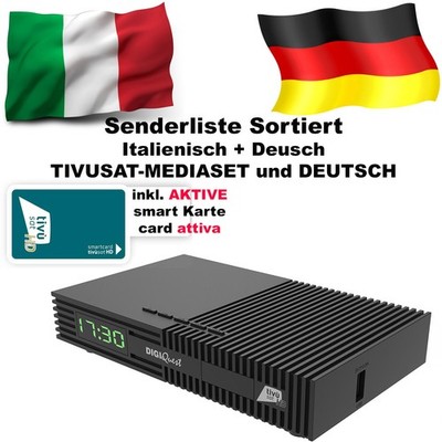 DigiQuest tivusat Ti9 Full HD Sat-Receiver Aktiver Karte attivato mit Liste 