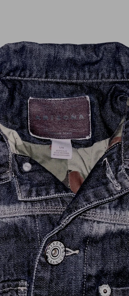 Chaqueta vaquera recortada Y2K Arizona para mujer L forrada camuflada CountryWestern Distress Foto 3 de 4