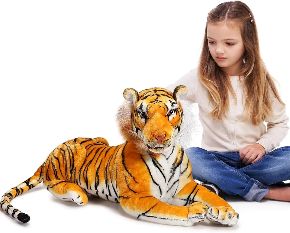 Juguete de peluche de tigre gigante de 27 pulgadas grande, adecuado para Foto 3 de 4