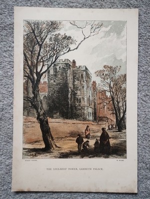 The Lollards' Tower, Lambeth Palace, London - Antique Print - c1890
