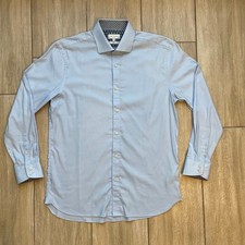 Ted Baker Castell Slim Fit Dress Shirt Mens 16 32/33 Blue Stretch Button Up