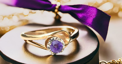 14K massiver Gold Schleife Amethyst Ring, natürlicher 0,2 Karat lila Edelstein, Größe 5,75