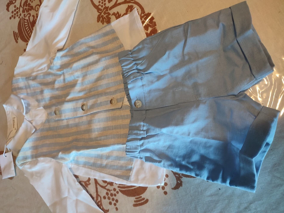 Completo nuovo elegante Bimbo 12 Mesi - 80 Cm. 77% Cotone e 16% Lino. Mayoral - Immagine 4 di 4