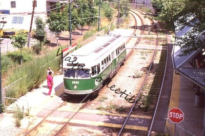 MBTA Mattapan PCC 3234 Overhead Station View Boston MA 35mm Slide [754]