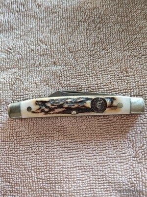 HEN & ROOSTER  GUTMANN POCKETKNIFE   MOOSE PATTERN   STAG HANDLE    GERMANY new