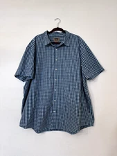 The Foundry Supply Co Mens Shirt 3XL Blue Plaid Button Up Short Sleeve Stretch 