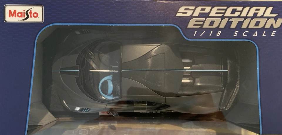 Coche Diecast Maisto Edición Especial 1:18 Bugatti Divo Gris Mate/Azul Nuevo en Caja Foto 4 de 4