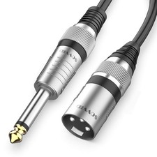 3FT XLR to 1/4" Mic Cable - 6.35mm TS Mono 3 Pin to Quarter Inch TS Male Unba...