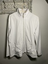 Chicos Zynergy Women  s Jacket White Size 3 Full Zip Lighteweight