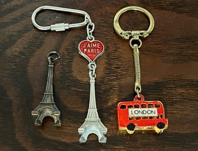 J Aime Paris Keychain w/Interchangeable Pendants/Iconic England Gold Double Bus