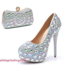 Rhinestone Wedding Shoes for Women Slip on Party Evening Formal Pumps